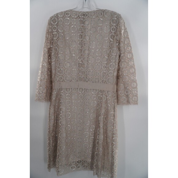 Etcetera Metallic Lace Formal Cocktail Wedding/Mother of Bride Midi Dress Size 6 - Picture 5 of 10